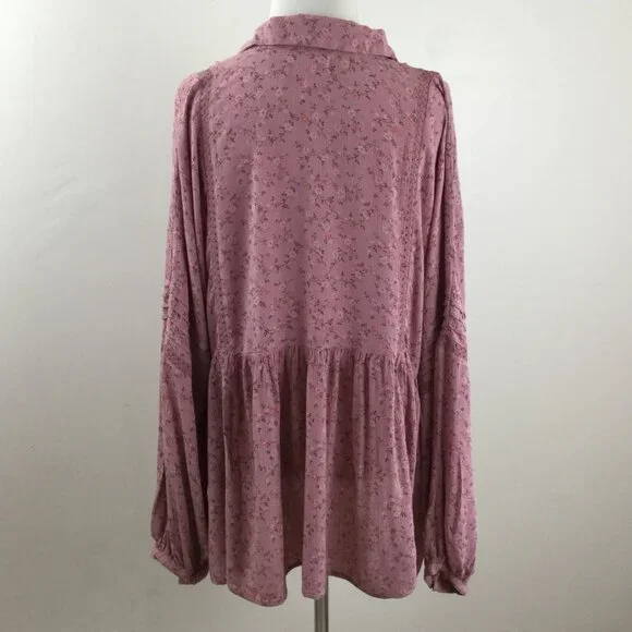 Lucky Brand Rose Floral Boho Blouse s - Picture 5 of 10